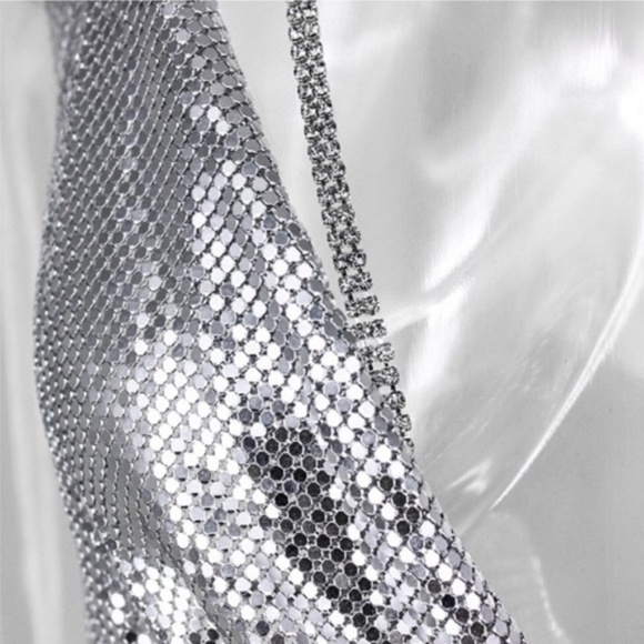 SOLD silver metal halter top  tee - Picture 4 of 8